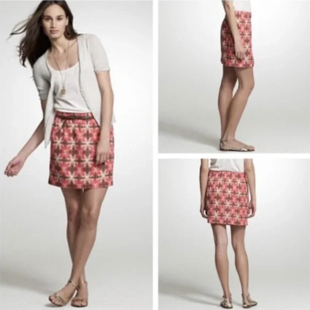 J Crew Wednesday Tie Dye Mini Skirt Ikat Print Pull On Silk Linen
